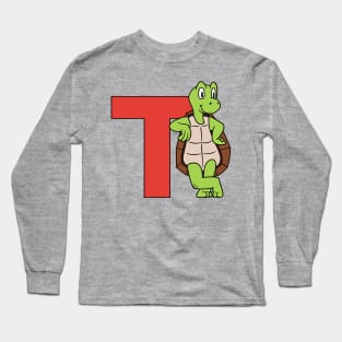 Letter T with Turtle/Tortoise Long Sleeve T-Shirt